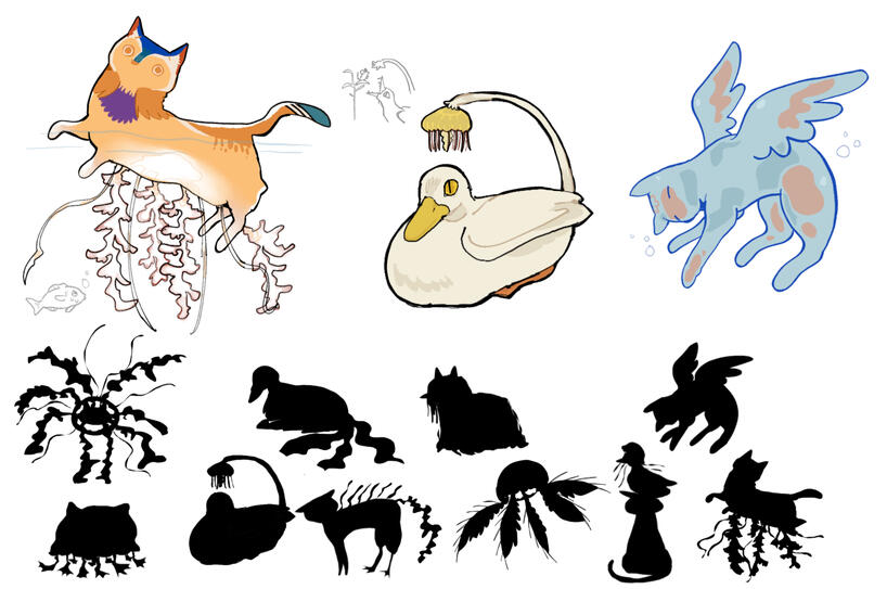 Designing a New Species, jellyfish/duck/cat hybrid